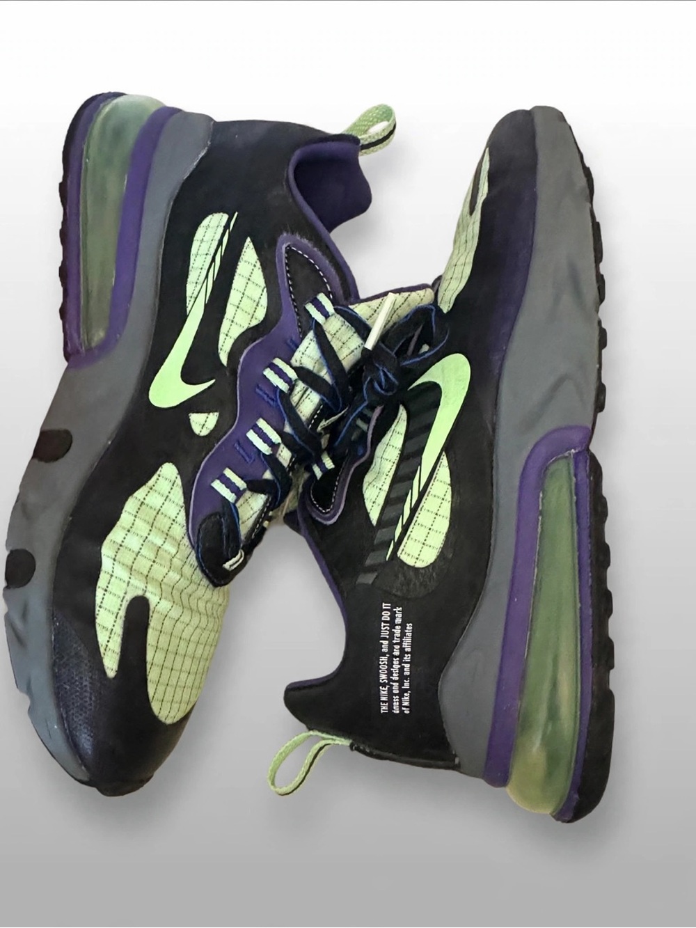 Nike Men's Black, Neon Green & Purple Athletic Sneakers